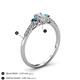 4 - Arista Classic Oval Cut Lab Grown Diamond and Round Blue Diamond Three Stone Engagement Ring 