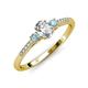 3 - Arista Classic Oval Cut Lab Grown Diamond and Round Aquamarine Three Stone Engagement Ring 