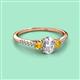 2 - Arista Classic Oval Cut Lab Grown Diamond and Round Citrine Three Stone Engagement Ring 