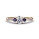 1 - Arista Classic Oval Cut Lab Grown Diamond and Round Blue Sapphire Three Stone Engagement Ring 