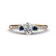 1 - Arista Classic Oval Cut Lab Grown Diamond and Round Blue Diamond Three Stone Engagement Ring 
