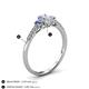 4 - Arista Classic Oval Cut Diamond and Round Tanzanite Three Stone Engagement Ring 