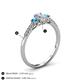 4 - Arista Classic Oval Cut Diamond and Round Blue Topaz Three Stone Engagement Ring 