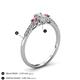 4 - Arista Classic Oval Cut Diamond and Round Rhodolite Garnet Three Stone Engagement Ring 