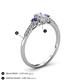 4 - Arista Classic Oval Cut Diamond and Round Iolite Three Stone Engagement Ring 