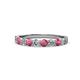 1 - Clara 3.00 mm Rhodolite Garnet and Lab Grown Diamond 10 Stone Wedding Band 