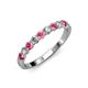 3 - Clara 3.00 mm Rhodolite Garnet and Lab Grown Diamond 10 Stone Wedding Band 