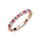 3 - Clara 3.00 mm Rhodolite Garnet and Lab Grown Diamond 10 Stone Wedding Band 