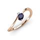 3 - Lucie Bold Oval Cut Blue Sapphire and Round Aquamarine 2 Stone Promise Ring 