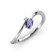 3 - Lucie Bold Oval Cut Iolite and Round Aquamarine 2 Stone Promise Ring 