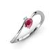 3 - Lucie Bold Oval Cut Rhodolite Garnet and Round Aquamarine 2 Stone Promise Ring 