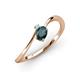 3 - Lucie Bold Oval Cut London Blue Topaz and Round Aquamarine 2 Stone Promise Ring 
