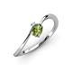 3 - Lucie Bold Oval Cut Peridot and Round Aquamarine 2 Stone Promise Ring 