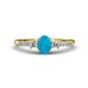 1 - Arista Classic Oval Cut Turquoise and Round Diamond Three Stone Engagement Ring 