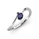 3 - Lucie Bold Oval Cut Blue Sapphire and Round Black Diamond 2 Stone Promise Ring 