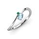 3 - Lucie Bold Oval Cut Aquamarine and Round Emerald 2 Stone Promise Ring 