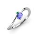 3 - Lucie Bold Oval Cut Tanzanite and Round Emerald 2 Stone Promise Ring 