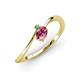 3 - Lucie Bold Oval Cut Pink Tourmaline and Round Green Garnet 2 Stone Promise Ring 