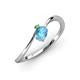 3 - Lucie Bold Oval Cut Blue Topaz and Round Green Garnet 2 Stone Promise Ring 