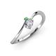 3 - Lucie Bold Oval Cut Lab Grown Diamond and Round Green Garnet 2 Stone Promise Ring 
