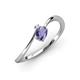 3 - Lucie Bold Oval Cut Iolite and Round Lab Grown Diamond 2 Stone Promise Ring 