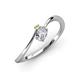 3 - Lucie Bold Oval Cut Diamond and Round Peridot 2 Stone Promise Ring 
