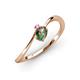 3 - Lucie Bold Oval Cut Lab Created Alexandrite and Round Pink Sapphire 2 Stone Promise Ring 
