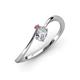 3 - Lucie Bold Oval Cut Lab Grown Diamond and Round Pink Tourmaline 2 Stone Promise Ring 