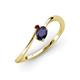 3 - Lucie Bold Oval Cut Blue Sapphire and Round Red Garnet 2 Stone Promise Ring 
