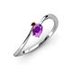 3 - Lucie Bold Oval Cut Amethyst and Round Red Garnet 2 Stone Promise Ring 