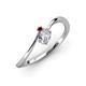 3 - Lucie Bold Oval Cut Diamond and Round Red Garnet 2 Stone Promise Ring 