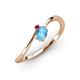3 - Lucie Bold Oval Cut Blue Topaz and Round Ruby 2 Stone Promise Ring 