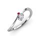 3 - Lucie Bold Oval Cut Lab Grown Diamond and Round Ruby 2 Stone Promise Ring 