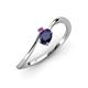 3 - Lucie Bold Oval Cut Blue Sapphire and Round Amethyst 2 Stone Promise Ring 