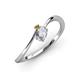 3 - Lucie Bold Oval Cut White Sapphire and Round Citrine 2 Stone Promise Ring 