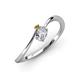 3 - Lucie Bold Oval Cut Diamond and Round Citrine 2 Stone Promise Ring 