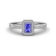 1 - Wanda Desire Emerald Cut 6x4 mm Tanzanite and Round Diamond Leaf Engraved Halo Engagement Ring 