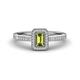 1 - Wanda Desire Emerald Cut 6x4 mm Peridot and Round Diamond Leaf Engraved Halo Engagement Ring 
