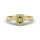 1 - Wanda Desire Emerald Cut 6x4 mm Peridot and Round Diamond Leaf Engraved Halo Engagement Ring 