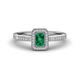 1 - Wanda Desire Emerald Cut 6x4 mm Emerald and Round Diamond Leaf Engraved Halo Engagement Ring 