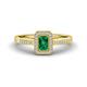 1 - Wanda Desire Emerald Cut 6x4 mm Emerald and Round Diamond Leaf Engraved Halo Engagement Ring 