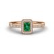 1 - Wanda Desire Emerald Cut 6x4 mm Emerald and Round Diamond Leaf Engraved Halo Engagement Ring 