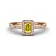 1 - Wanda Desire Emerald Cut 6x4 mm Yellow Sapphire and Round Diamond Leaf Engraved Halo Engagement Ring 