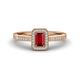 1 - Wanda Desire Emerald Cut 6x4 mm Ruby and Round Diamond Leaf Engraved Halo Engagement Ring 