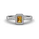 1 - Wanda Desire Emerald Cut 6x4 mm Citrine and Round Diamond Leaf Engraved Halo Engagement Ring 