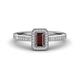 1 - Wanda Desire Emerald Cut 6x4 mm Red Garnet and Round Diamond Leaf Engraved Halo Engagement Ring 
