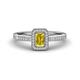 1 - Wanda Desire Emerald Cut 6x4 mm Yellow Sapphire and Round Diamond Leaf Engraved Halo Engagement Ring 