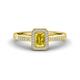1 - Wanda Desire Emerald Cut 6x4 mm Yellow Sapphire and Round Diamond Leaf Engraved Halo Engagement Ring 