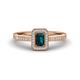 1 - Wanda Desire Emerald Cut 6x4 mm London Blue Topaz and Round Diamond Leaf Engraved Halo Engagement Ring 