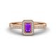 1 - Wanda Desire Emerald Cut 6x4 mm Amethyst and Round Diamond Leaf Engraved Halo Engagement Ring 